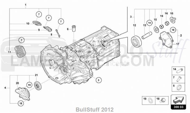 2015 Lamborghini AVENTADOR LP700-4 COUPE CANADA OUTER COMPONENTS FOR GEARBOX (300.03.00)